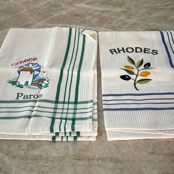 2 Tea Towels from Greece NWOT - Picture 1 of 4